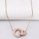 Collier personnalisé femme double anneaux martelés entrelacés – Bijou gravé avec message secret