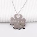 Pendentif personnalisé trèfle porte-bonheur en argent ou plaqué or