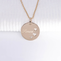 Médaille gravée 3 petits coeurs en argent 925