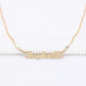 Collier prénom découpé maillon rectangle en plaque or