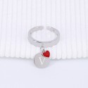 Bague coeur email rouge à personnaliser argent 925