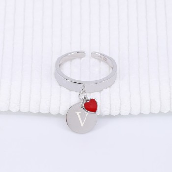 Bague coeur email rouge à personnaliser argent 925