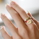 Bague coeur email rouge à personnaliser