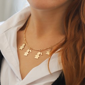 Collier personnalisé Maman / Enfant en Argent 925 ou Plaqué Or