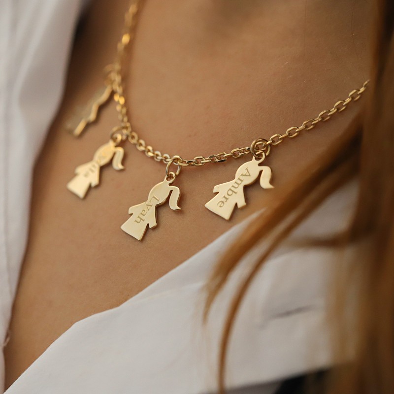 Collier personnalisé Maman / Enfant en argent 925 ou plaqué or