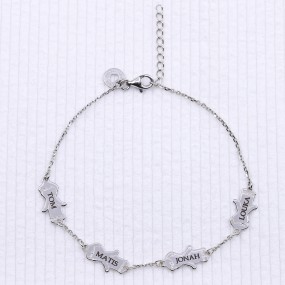 Bracelet Choupinou avec prénom enfant en Argent 925 ou Plaqué Or