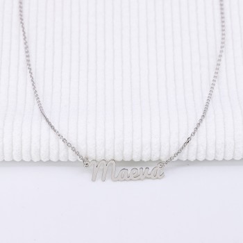 Collier prénom découpé lettre manuscrite en Argent 925
