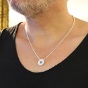 Collier homme personnalisé - Jeton en argent 925 sur chaine maille gourmette