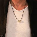 Collier personnalisé homme - Jeton en argent 925 ou plaqué or sur cordon