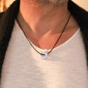 Collier personnalisé homme - Jeton en argent 925 ou plaqué or sur cordon