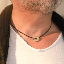 Collier personnalisé homme - Jeton en argent 925 ou plaqué or sur cordon