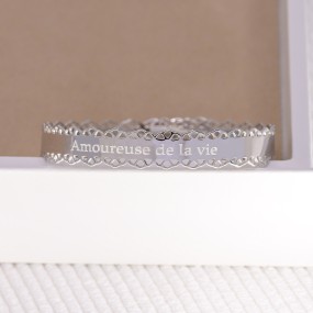 Bracelet Jonc dentelle en Argent 925 ou Plaqué Or à personnaliser