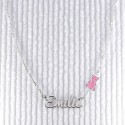 Collier prénom personnalisé nounours rose en argent 925 ou plaqué or