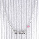 Collier prénom découpé coeur rose en argent 925 ou plaqué or