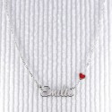 Collier prénom découpé coeur rouge en argent 925 ou plaqué or