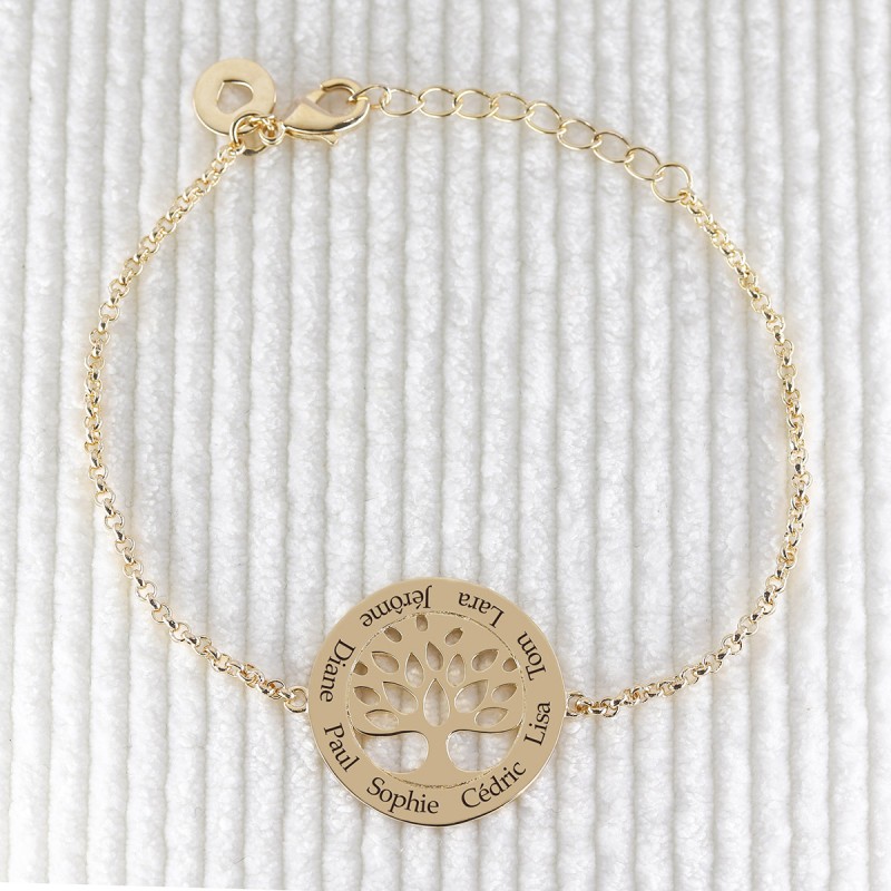 Bracelet arbre de vie prénom en plaqué or