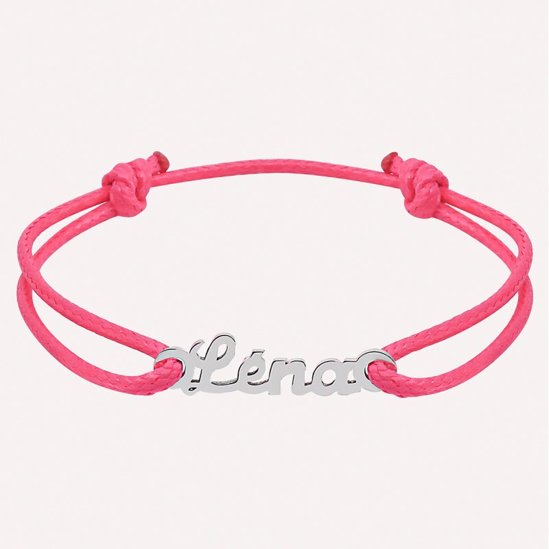 Bracelet prénom découpé sur cordon en Argent 925 ou Plaqué Or