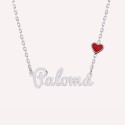Collier prénom découpé coeur rouge en argent 925 ou plaqué or