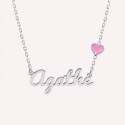 Collier prénom découpé coeur rose en argent 925 ou plaqué or