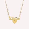 Collier prenom découpé et coeur en Or 18 carat
