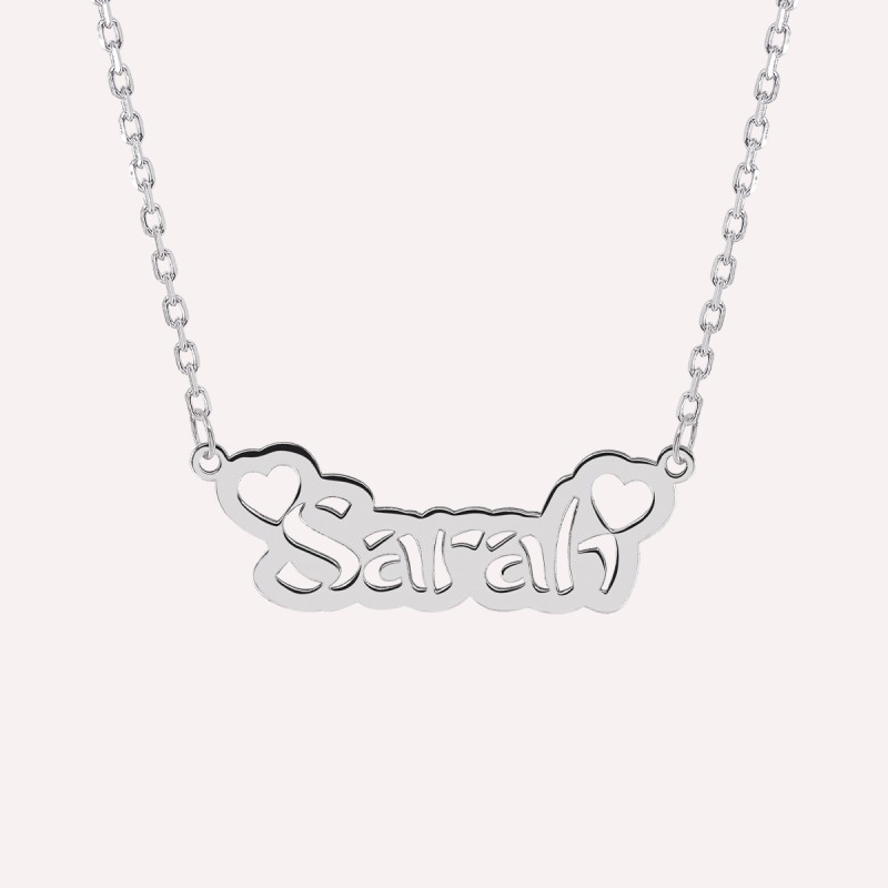 Collier prénom découpé Amour en Argent 925 ou Plaqué Or