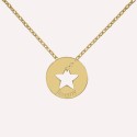 Collier jeton gravé forme étoile en argent 925 ou plaqué or