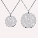 Duo de colliers colombe maman enfant en argent 925 ou plaqué or