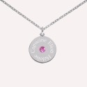 Pendentif femme argent 925 avec gravure et pierre de naissance