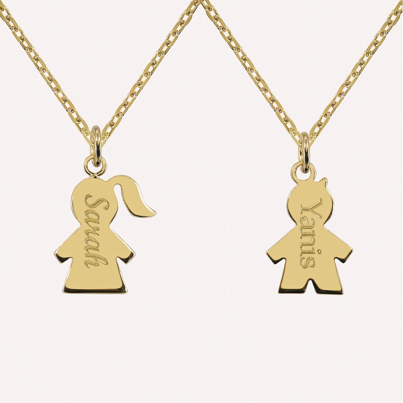 Pendentif garçon/fille personnalisé en argent 925 ou plaqué or