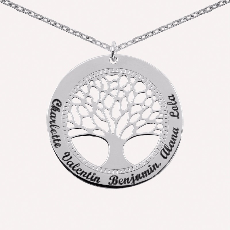 Collier arbre de vie prénom en argent 925 ou plaqué Or
