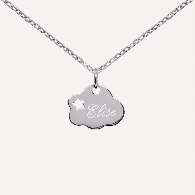 Pendentif personnalisé étoile dans un nuage en argent 925 ou plaqué or