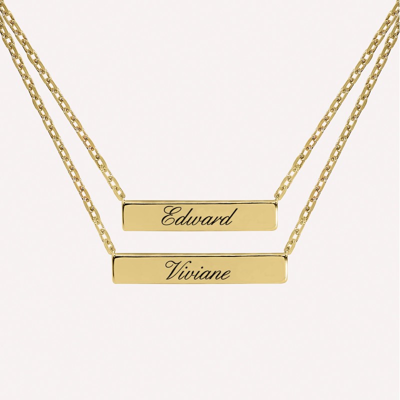 Collier double chaîne à graver en argent ou plaqué or