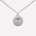 Collier coeur zirconium et médaille perlée à personnaliser