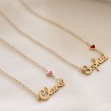 Collier prénom découpé coeur rouge en argent 925 ou plaqué or