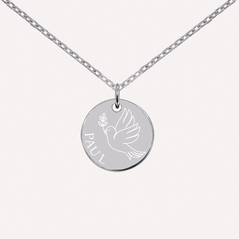 Collier personnalisé ma petite colombe en argent 925 ou plaqué or