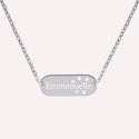 Collier gravé plaque céleste en argent 925 ou plaqué or