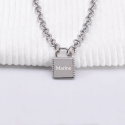 Collier personnalisé cadenas carré en argent 925 ou plaqué or