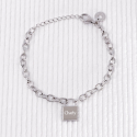 Bracelet personnalisé cadenas carré en argent ou plaque or