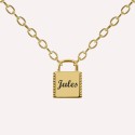 Collier cadenas carré en argent ou plaqué or à personnaliser