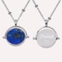 Collier réversible personnalisable en argent 925 et pierres naturelles