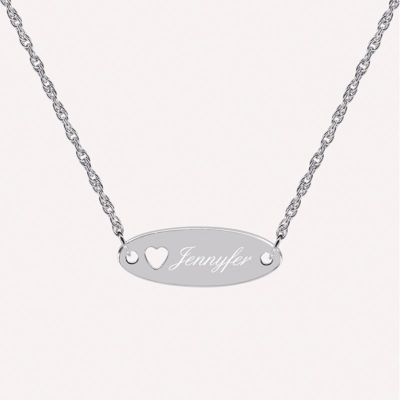 Collier personnalisé identité coeur argent ou plaqué or