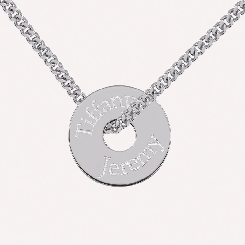 Collier homme personnalisé - Jeton en argent 925 sur chaine maille gourmette
